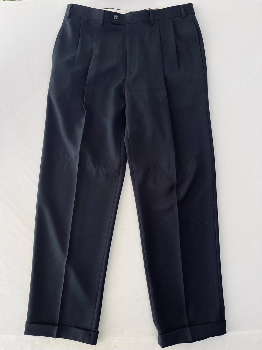 Ralph LAUREN Men Navy Pleated Business Dress Trousers Formal Pants 36”x32” NEW